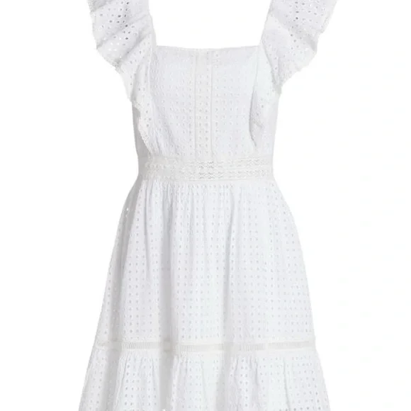 Alice + Olivia Remada Ruffled Broderie Anglaise Cotton Mini‎ Dress White NWT - Picture 15 of 16